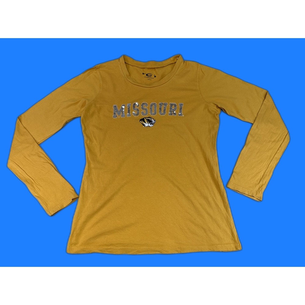 III SPORTS FOR HER Missouri Tigers Long Sleeve Shirt Womens L Gold Cotton Fleece